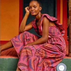 Farm Rio Pink Wild Bananas Midi Dress size small